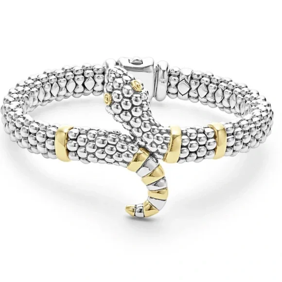 RARE WONDERS Two-Tone Snake Rope Bracelet from Lagos Size 6.5 & 7 - Picture 1 of 11